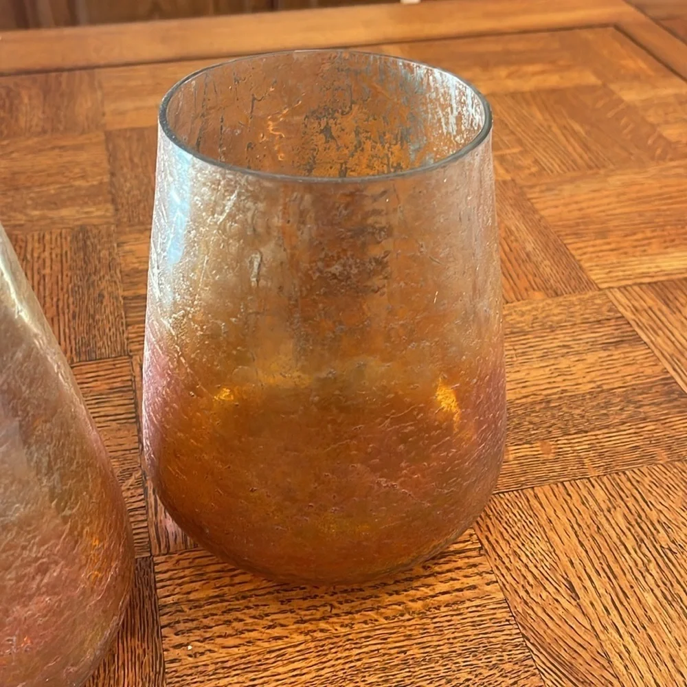 Set of two sunset, glass vases, or candleholders